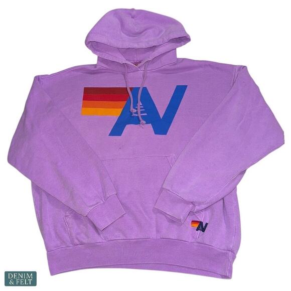 Aviator Nation Logo Hoodie Purple Relaxed Fit Kangaroo Pocket Women’s XS - Picture 8 of 16